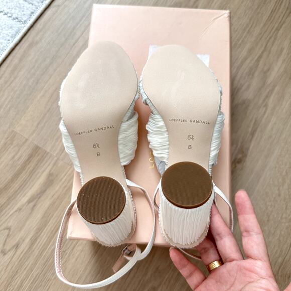 NEW Loeffler Randall Reed Pleated Twist Heel Sandals in Pearl Size 6.5 - Picture 7 of 8